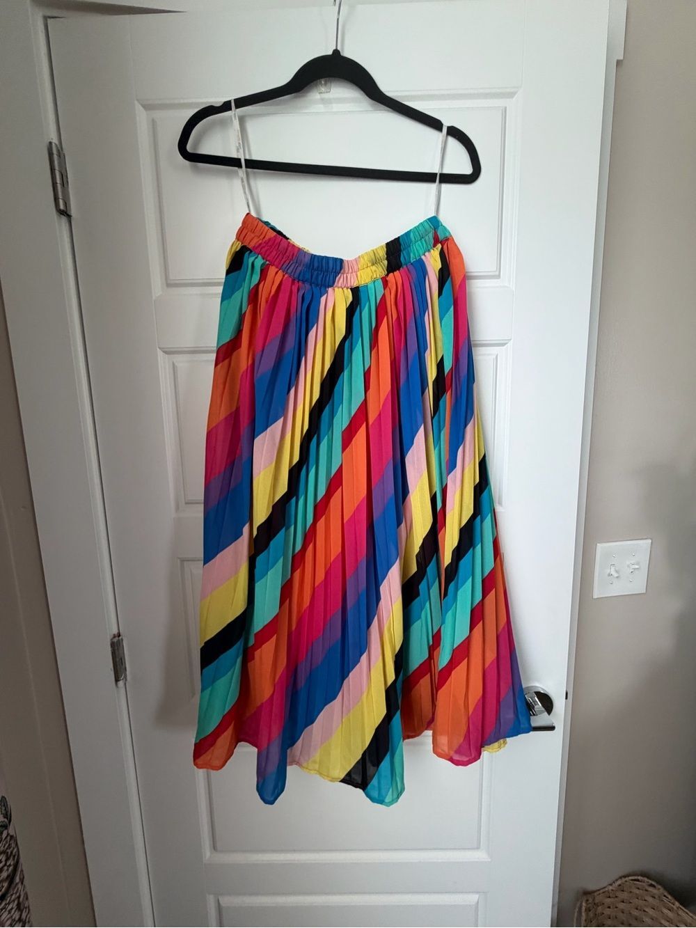 Bright Multicolor Stripe Midi Skirt-Med
